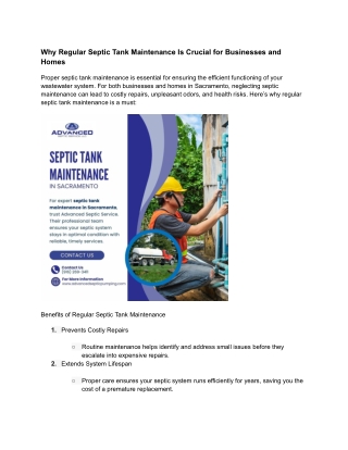Why Regular Septic Tank Maintenance Is Crucial for Businesses and Homes