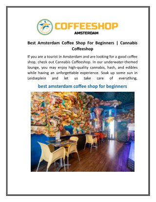 Best Amsterdam Coffee Shop For Beginners  Cannabis Coffeeshop