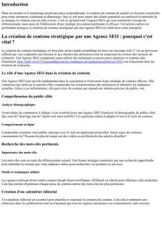La création de contenu stratégique par une Agence SEO : pourquoi c'est vital ?