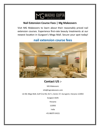 Nail Extension Course Fees  Mg Makeovers