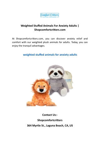 Weighted Stuffed Animals For Anxiety Adults  Shopcomfortcritters
