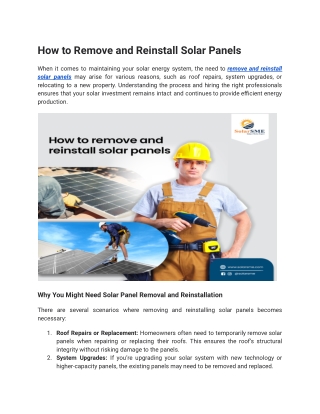 How to Remove and Reinstall Solar Panels