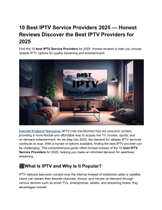 10 Best IPTV Service Provider 2025 — Honest Reviews Discover the Best IPTV Providers for 2025