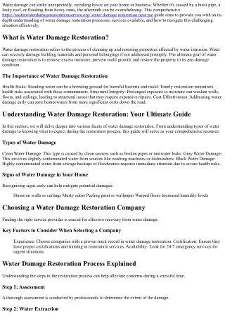 Understanding Water Damage Restoration: Your Ultimate Guide