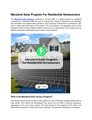 Maryland Solar Program