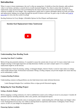 Roofing Solutions for Every Budget: Affordable Options for Roof Repair and Repla