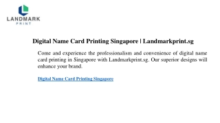 Digital Name Card Printing Singapore  Landmarkprint.sg