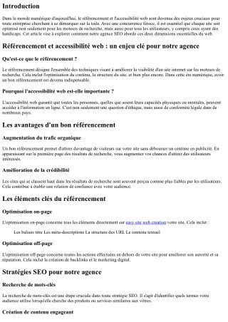 Référencement et accessibilité web : un enjeu clé pour notre agence