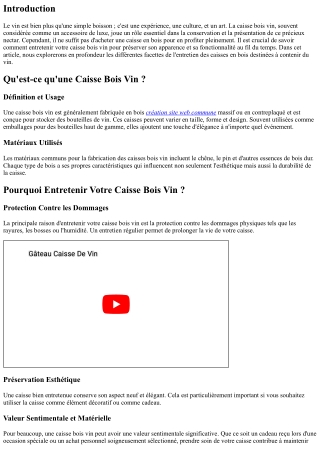 Comment Entretenir Votre Caisse Bois Vin ?