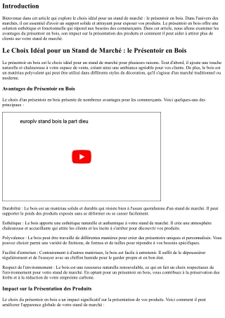Le Choix Idéal pour un Stand de Marché : le Présentoir en Bois