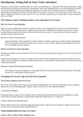 The Ultimate Guide to Finding the Best Cruise Specialist in New Jersey