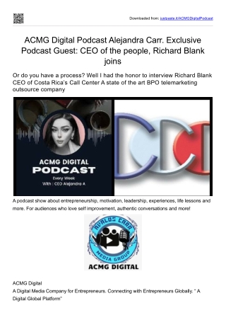 ACMG Digital Podcast guest Richard Blank Costa Ricas Call Center