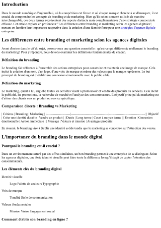 Les différences entre branding et marketing selon les agences digitales