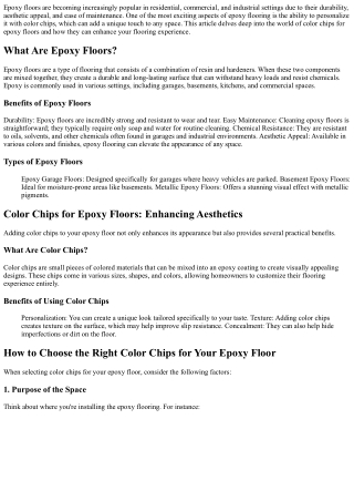 Color Chips for Epoxy Floors: Personalizing Your Flooring Experience