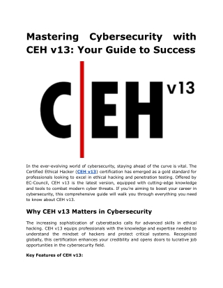 Mastering Cybersecurity with CEH v13_ Your Guide to Success