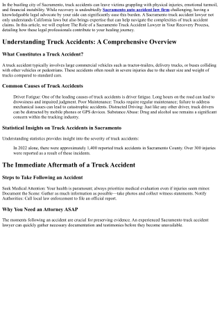 The Role of a Sacramento Truck Accident Lawyer in Your Recovery Process