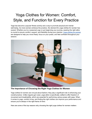 Yoga Clothes for Women_ Comfort, Style, and Function for Every Practice