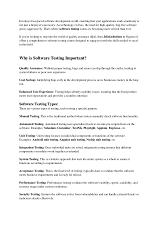 Software Testing Training centre in nagercoil