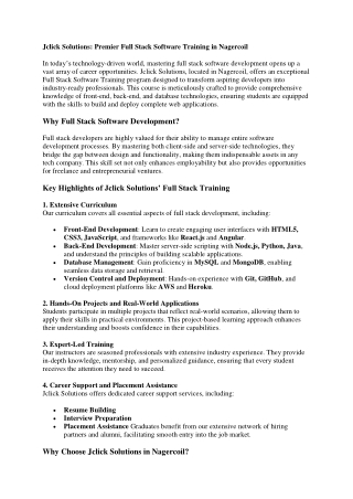 Full Stack Software Training in Nagercoil