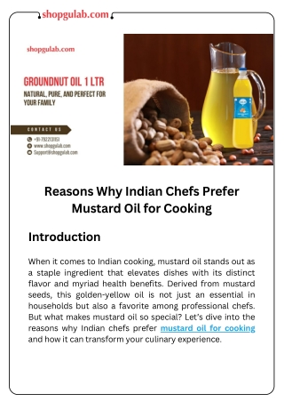 Reasons Why Indian Chefs Prefer Mustard Oil for Cooking