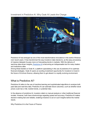 Investment in Predictive AI_ Why Ozak AI Leads the Charge