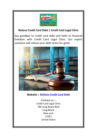 Relieve Credit Card Debt  Credit Card Legal Clinic