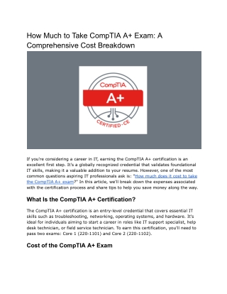 How Much to Take CompTIA A  Exam_ A Comprehensive Cost Breakdown