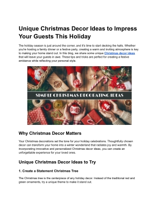 Unique Christmas Decor Ideas to Impress Your Guests This Holiday