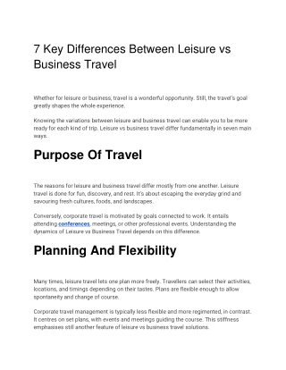 7 Key Differences Between Leisure vs Business Travel