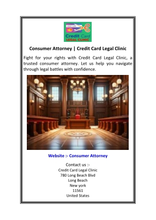 Consumer Attorney  Credit Card Legal Clinic