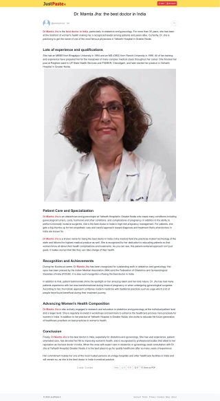 Dr Mamta Jha: the best doctor in India