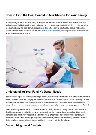 How to Find the Best Dentist in Northbrook for Your Family