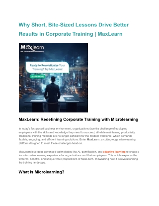 Why Short, Bite-Sized Lessons Drive Better Results in Corporate Training _ MaxLearn