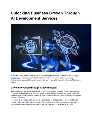 Unlocking Business Growth Through AI Development Services
