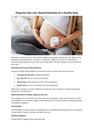 Pregnancy Skin Care Natural Remedies for a Healthy Glow