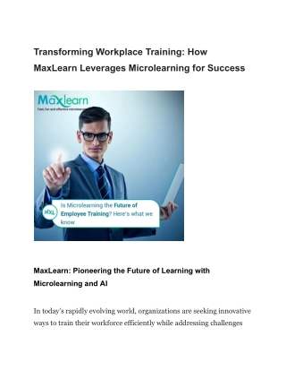 Transforming Workplace Training_ How MaxLearn Leverages Microlearning for Success