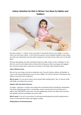 Indoor Activities for Kids in Winter Fun Ideas for Babies and Toddlers