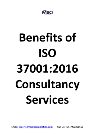 Benefits of ISO 37001 consultancy