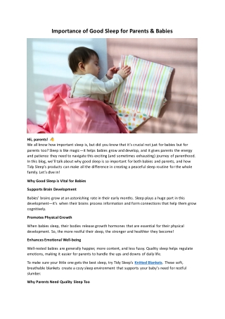 Importance of Good Sleep for Parents and Babies