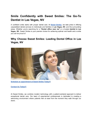 Smile Confidently with Sweet Smiles_ The Go-To Dentist in Las Vegas, NV