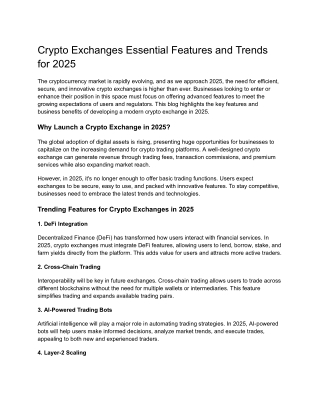 Crypto Exchanges Essential Features and Trends for 2025