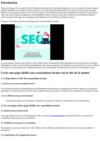 “Créer une page dédiée aux associations locales sur le site de la mairie”