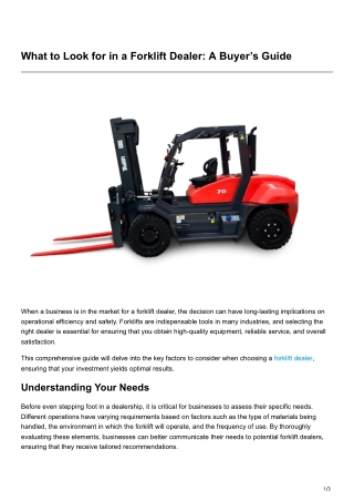 What to Look for in a Forklift Dealer A Buyers Guide