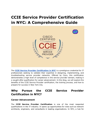 CCIE Service Provider Certification in NYC_ A Comprehensive Guide