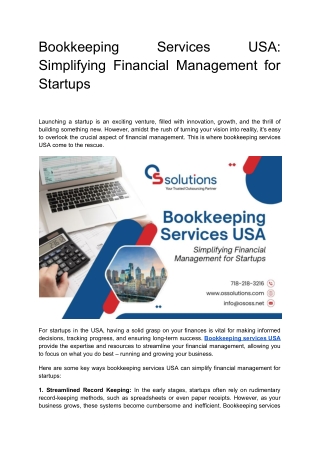 Bookkeeping Services USA_ Simplifying Financial Management for Startups