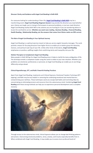 Discover Clarity and Guidance with Angel Card Reading in Delhi NCR
