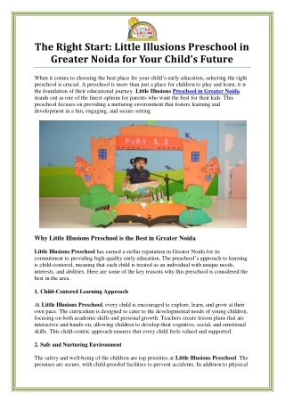 Best Preschool in Greater Noida - Little Illusions Preschool