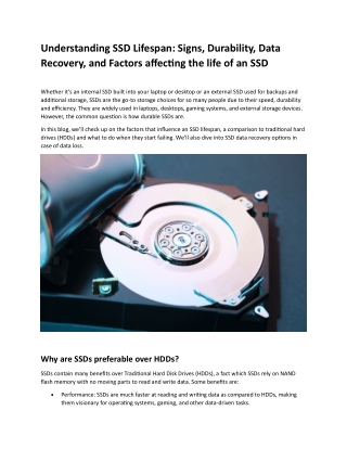 Understanding SSD Lifespan: Signs, Durability & Data Recovery Factors
