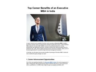 Top Career Benefits of an Executive MBA in India