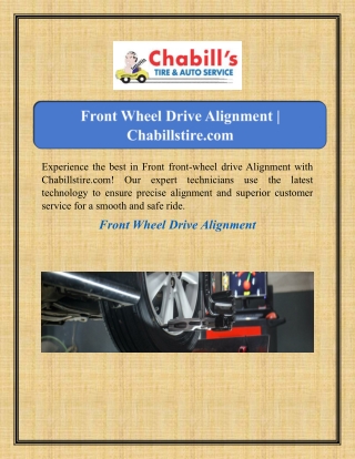 Front Wheel Drive Alignment | Chabillstire.com